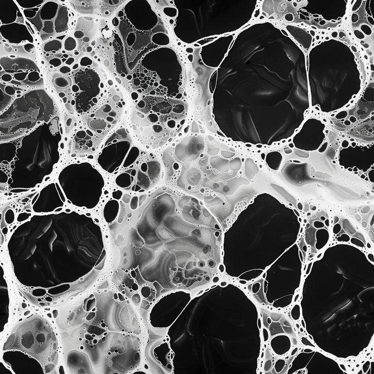 Abstract neural cell network under microscope