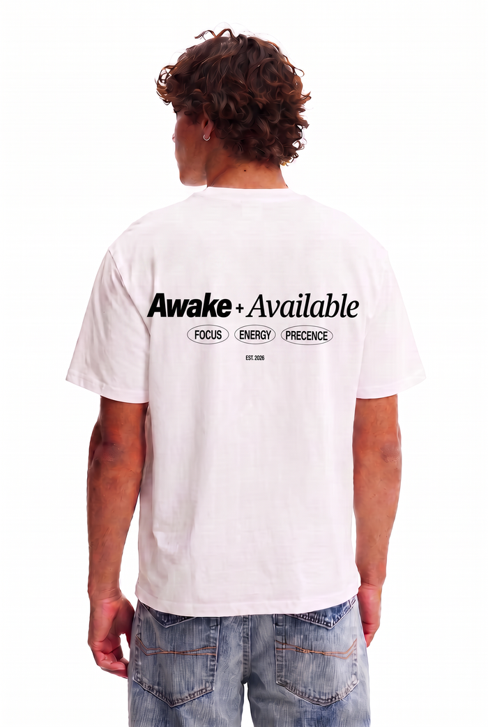 Ava Awake + Available Tee, back view